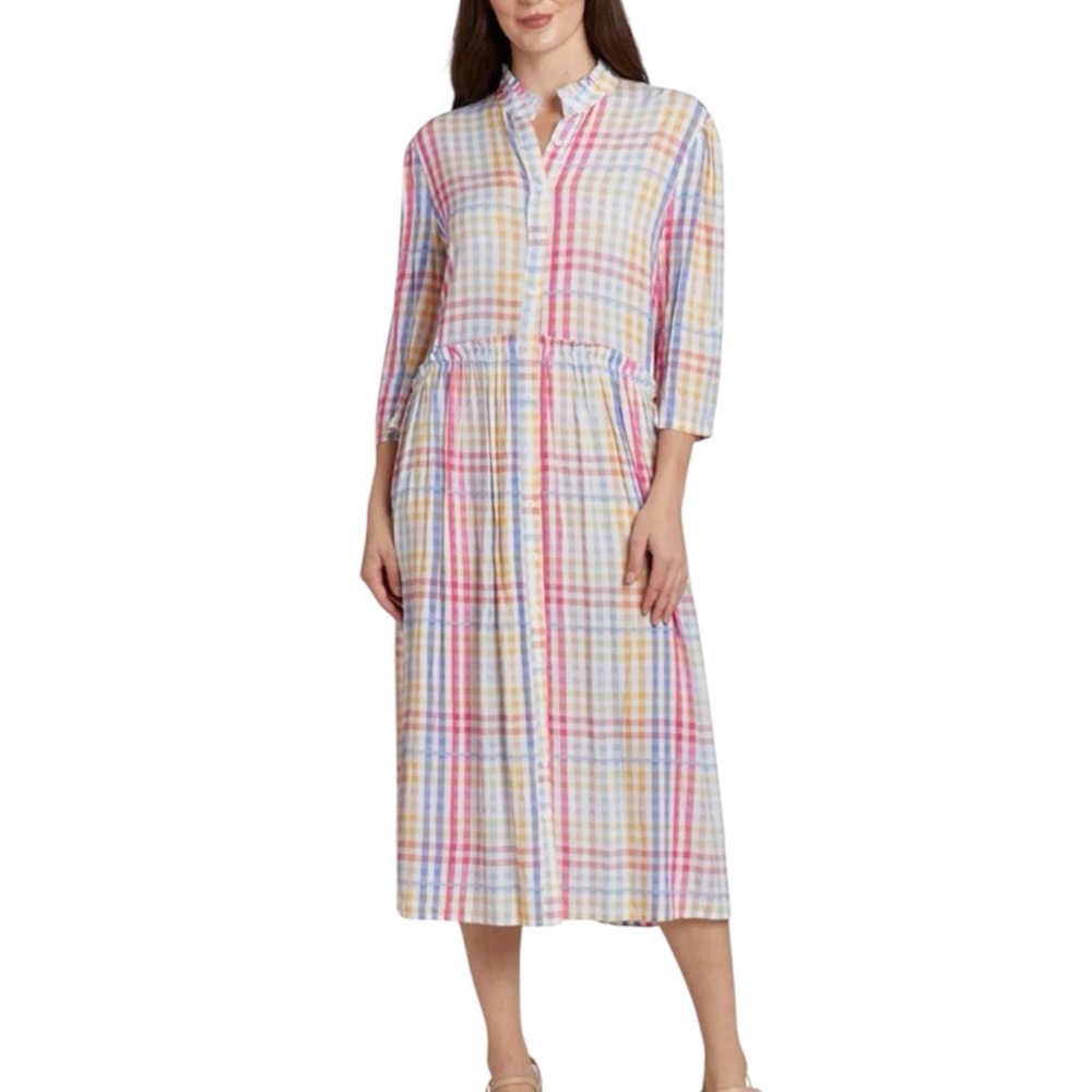 Taylor tillman liza midi ruffle shirt dress size M multicolor